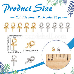 120Pcs 304 Stainless Steel Cup Pearl Peg Bails Pin Pendants&nbsp;STAS-ME0001-78