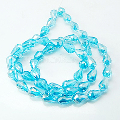 Electroplate Glass Faceted teardrop&nbsp;X-EGLA-D015-15x10mm-22