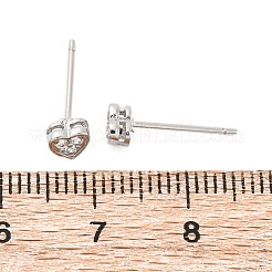 Clear Cubic Zirconia Heart Stud Earrings&nbsp;EJEW-K093-24P