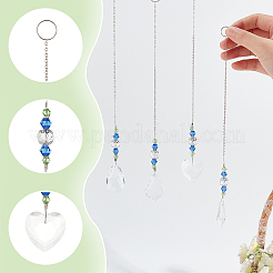 6Pcs 6 Style Transparent Glass Pendant Decorations&nbsp;HJEW-GA0001-43
