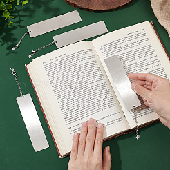 4Pcs Rectangle 201 Stainless Steel Blank Bookmarks&nbsp;AJEW-UN00004