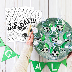 50Pcs Football Pattern Plastic Gift Bags with Die Cut Hole Handle&nbsp;ABAG-WH0046-65