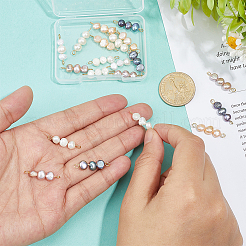 20Pcs 5 Colors Natural Cultured Freshwater Pearl Two Sides Polished Beaded Connector Charms&nbsp;PALLOY-WR00031