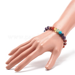 Natural & Synthetic Mixed Stone Round Beads Beaded Stretch Bracelet&nbsp;BJEW-JB08573