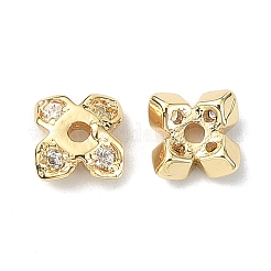 Brass Pave Clear Cubic Zirconia Bead Caps&nbsp;KK-B072-10G