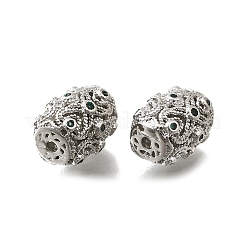 Brass Micro Pave Green Cubic Zirconia Beads&nbsp;KK-M318-43P