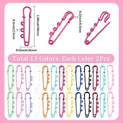 26Pcs 13 Colors Spray Painted Iron Brooch Findings&nbsp;IFIN-SC0002-06