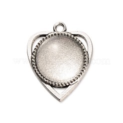 18x4mm Transparent Clear Glass Cabochons and Antique Silver Alloy Heart Pendant Cabochon Settings&nbsp;DIY-X0183-AS