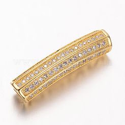 Brass Micro Pave Cubic Zirconia Tube Beads&nbsp;ZIRC-M101-03-FF