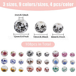 108Pcs 27 Styles Printed Floral Printed Porcelain Beads&nbsp;FIND-CA0011-22