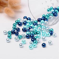 Carribean Blue Mix Pearlized Glass Pearl Beads&nbsp;HY-X006-8mm-03