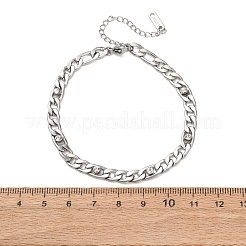 304 Stainless Steel Rhinestone Curb Link Chain Bracelets for Women&nbsp;BJEW-L721-01P