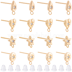 16Pcs Brass Micro Pave Clear Cubic Zirconia Stud Earring Findings&nbsp;MAK-BBC0001-19B