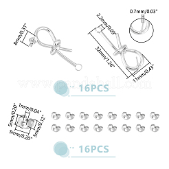 8 Pair Brass Knot Stud Earring Findings&nbsp;KK-UN0001-83