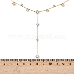 304 Stainless SteelPave Clear Cubic Zirconia Flat Round Link Chain Y Necklaces&nbsp;LS-NJEW-Z088-01G