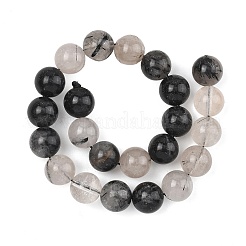Natural Tourmalinated Quartz/Black Rutilated Quartz Beads Strands&nbsp;G-D361-01A-8-9mm