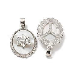 Brass Micro Pave Clear Cubic Zirconia Pendants&nbsp;KK-A214-12P