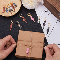 14Pcs 7 Colors Cat Alloy Enamel Pendant Locking Stitch Markers&nbsp;HJEW-ME00005