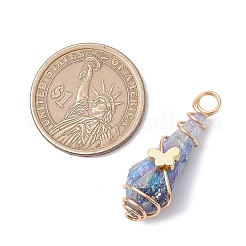 5Pcs 5 Styles Electroplated Natural Quartz Crystal Copper Wire Wrapped Pendants&nbsp;PALLOY-JF03430