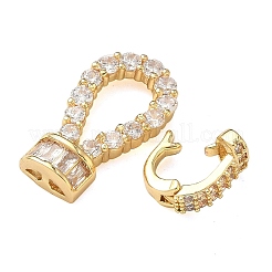 Brass Micro Pave Clear Cubic Zirconia Fold Over Clasps&nbsp;KK-U059-60G