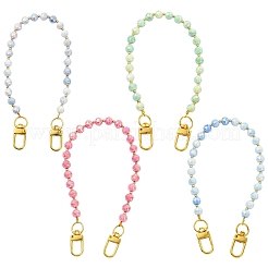Glass Round Bead Mobile Straps&nbsp;HJEW-YW00517-04