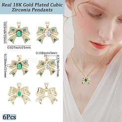 6Pcs 2 Colors Brass Micro Pave Cubic Zirconia Pendants&nbsp;KK-BBC0020-51