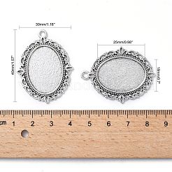 Tibetan Style Antique Silver Alloy Flat Oval Pendant Cabochon Settings&nbsp;X-TIBEP-M022-20AS