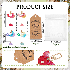 72Pcs Resin & Chiffon Butterfly with Flower Pendant Decorations&nbsp;HJEW-PH02339