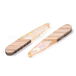 Transparent Resin & White Wood Pendants&nbsp;RESI-N039-30