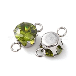 304 Stainless Steel Micro Pave Cubic Zirconia Connector Charms&nbsp;STAS-H240-50P-06