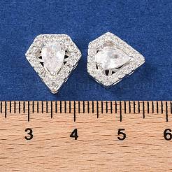 Brass Micro Pave Clear Cubic Zirconia Beads&nbsp;KK-S389-28S