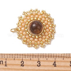 Natural Tiger Eye & Glass Beaded Pendants&nbsp;PALLOY-MZ01353-01