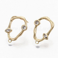 Brass Cubic Zirconia Stud Earring Findings&nbsp;X-KK-S354-229-NF