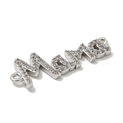 Mother's Day Brass Micro Pave Clear Cubic Zirconia Connector Charms&nbsp;KK-K378-12P