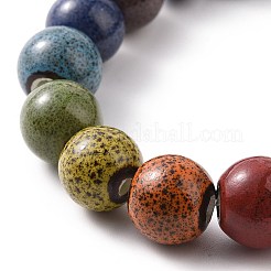 Ethnic Style Colorful Handmade Porcelain Beaded Stretch Bracelet for Women&nbsp;BJEW-JB09089-01