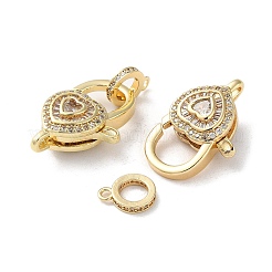 Brass Pave Clear Cubic Zirconia Lobster Claw Clasps&nbsp;KK-M287-07G-B