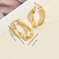 Twisted Oval Stainless Steel Hoop Earrings&nbsp;NI5341