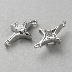 Brass Micro Pave Cubic Zirconia Pendants&nbsp;KK-WH0088-04P