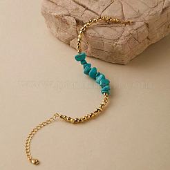 Synthetic Turquoise & Brass Beaded Bracelets for Women&nbsp;LB8294