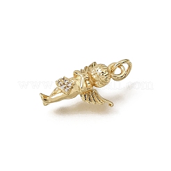 Brass Micro Pave Clear Cubic Zirconia Pendants&nbsp;CU-L001-14G-06