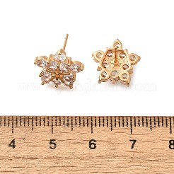 Brass Micro Pave Cubic Zirconia Stud Earrings&nbsp;EJEW-R018-10G-01