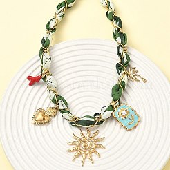 Sun Heart Flower 304 Stainless Steel Pendant Necklaces&nbsp;NJEW-D344-01G