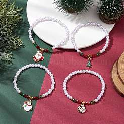 4Pcs 4 Styles Electroplate Glass & Imitated Pearl Acrylic Beaded Stretch Bracelet Sets&nbsp;BJEW-JB10415