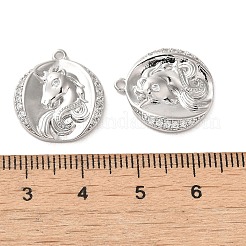 Brass Micro Pave Clear Cubic Zirconia Pendants&nbsp;KK-G481-05P