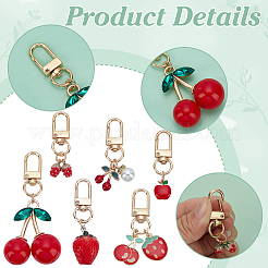 6Pcs 6 Styles Alloy Enamel Fruit Pendant Decoration&nbsp;HJEW-PH0001-86