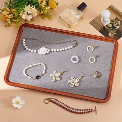 Rectangle Wooden with Velvet Jewelry Trays&nbsp;ODIS-WH0038-29