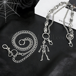 2Pcs 2 Styles Gothic Alloy Skull Link Chains for Pants&nbsp;HJEW-PH0002-05