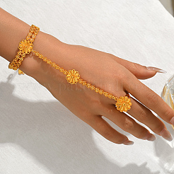 Elegant Brass Flower Link Hand Chain Ring Bracelets for Women&nbsp;HG2841