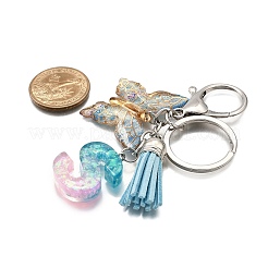 26Pcs Transparent Epoxy Resin & Transparent Acrylic & Faux Suede Tassel Keychain&nbsp;KEYC-JKC01202-19