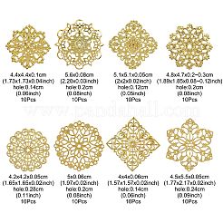 80Pcs 8 Styles Iron Filigree Joiners&nbsp;IFIN-CJ0001-75